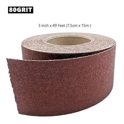 80 Grit Sandpaper Roll, 3 Inch x 49 Feet Emery Cloth Roll Aluminum Oxide - Image 3