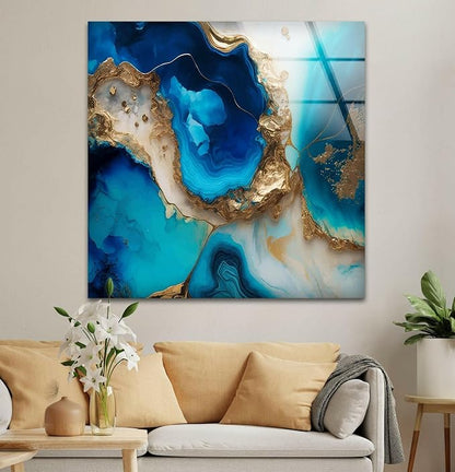 My Photostation.com Round 24'' Blue Alcohol ink Glass Wall ArtTempered Glass - Image 9