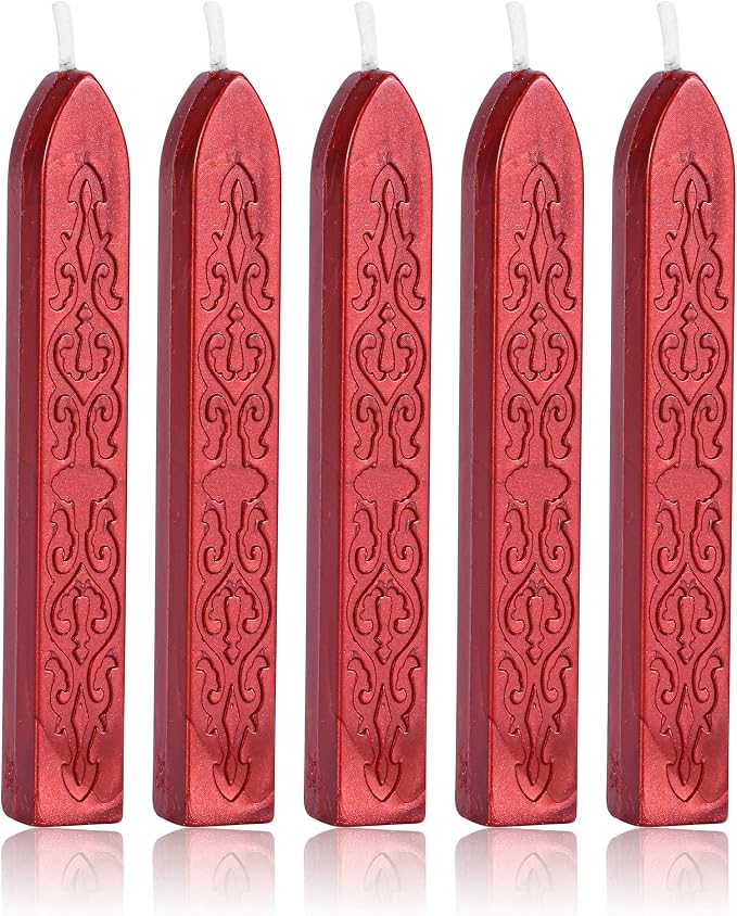 Yoption 5Pcs Sealing Wax Sticks, Vintage Totem Fire Manuscript Flashing Wine by Yoption