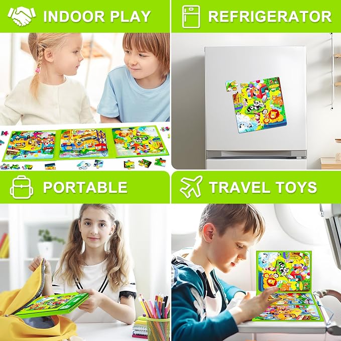Magnetic Puzzles for Kids Ages 4-8, 3 in 1 Cartoon Jigsaw Puzzle Book, Toddlers - Image 7