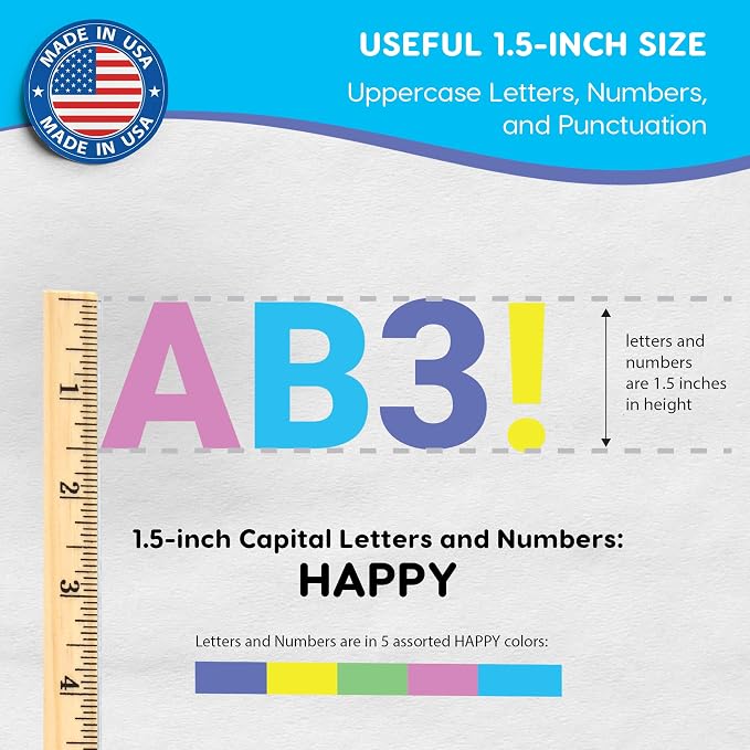 FreshCut Crafts 636 Pcs 1.5 in. Happy Colors Bulletin Board Letters & Numbers - Image 3