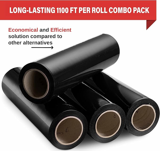 Black Industrial Strength Extra Thick 4 Pack 17.5" 1100 SqFt 80 Gauge Shrink - Image 4