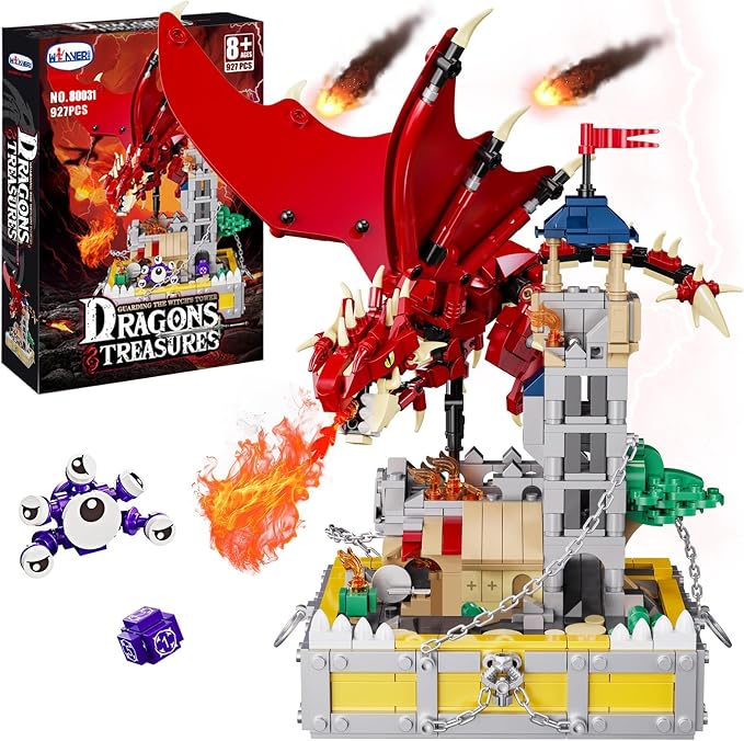 WINNER SPACE Medieval Dragons Castle Building Sets, Guarding Dice Tower Kits by WINNERSPACE