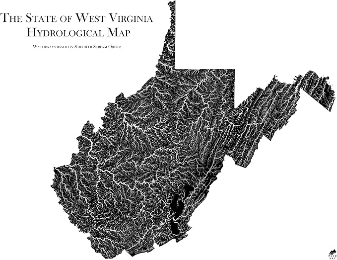 Muir Way Hydrological River Map of West Virginia by MuirWay