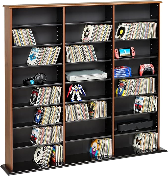 Prepac 3 Column Tall Cabinet Media Storage, Triple Width Wall, Cherry/Black by PREPACRTASTORAGEFURNITURE