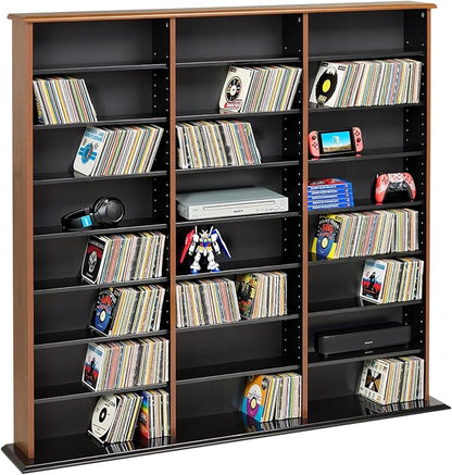 Prepac 3 Column Tall Cabinet Media Storage, Triple Width Wall, Cherry/Black by PREPACRTASTORAGEFURNITURE
