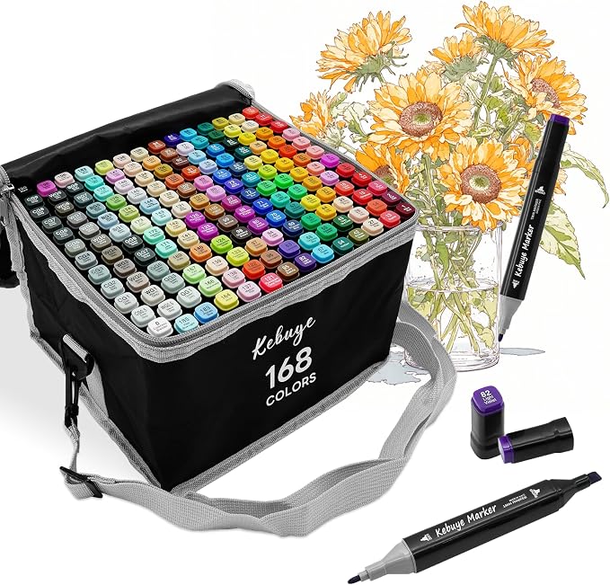 168 Colors Alcohol Markers Set, Professional Drawing Markers by MakeYouFallinLovewithArtLife