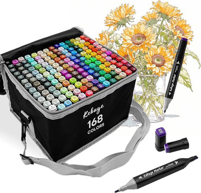 168 Colors Alcohol Markers Set, Professional Drawing Markers by MakeYouFallinLovewithArtLife