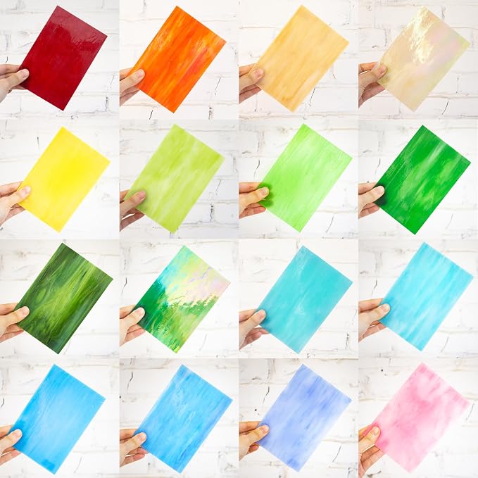 16 Sheets 4x6 in Iridescent Stained Glass Sheets, Glass Cathedral Art, Mosaic - Image 2