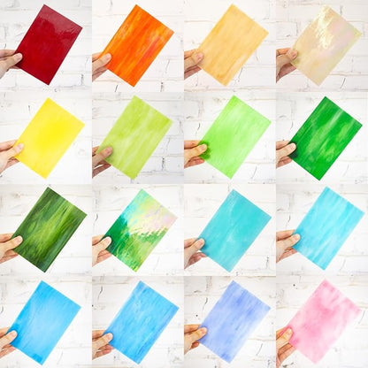 16 Sheets 4x6 in Iridescent Stained Glass Sheets, Glass Cathedral Art, Mosaic - Image 2