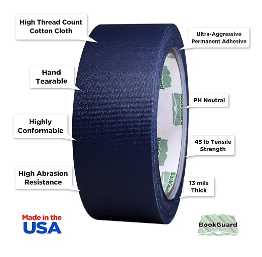 BookGuard 1-1/2 Inch Vinyl-Coated Cotton Cloth Bookbinding Repair Tape - Image 2