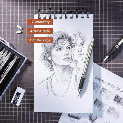 Nicpro 0.5 mm Art Mechanical Pencils Set in Gift Case, Artist Writing - Image 6