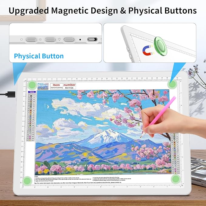 TOHETO A3 Light Board with Bag for Diamond Painting, Super Bright Magnetic - Image 4