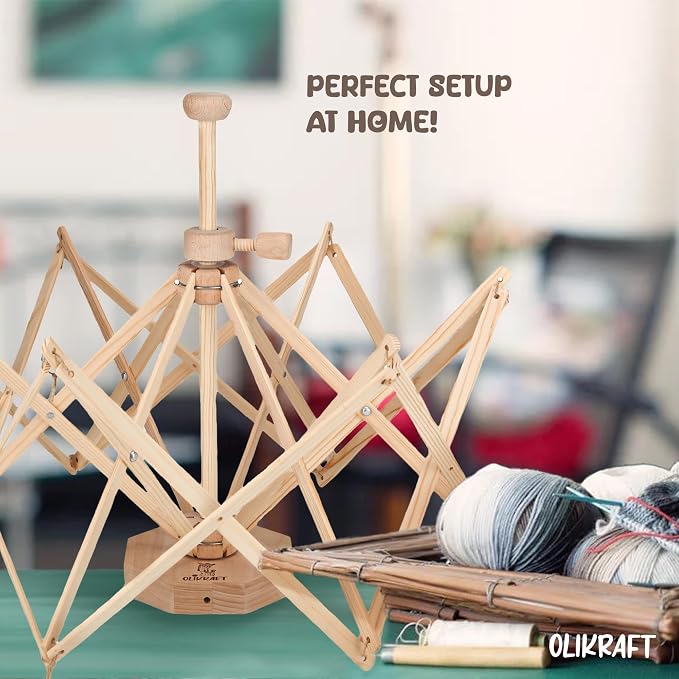 Olikraft Wooden Yarn Swift | Lightweight Reverse Yarn Umbrella Swifts | Ball - Image 7