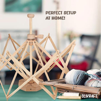 Olikraft Wooden Yarn Swift | Lightweight Reverse Yarn Umbrella Swifts | Ball - Image 7