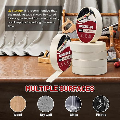 RED WOLF 1.41" x 60 Yards Masking Tape 6 Pack, General Purpose - Image 5