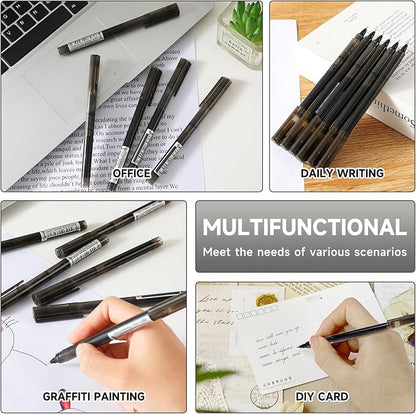 RIANCY Black Fine Point Gel Pens 12Pcs 0.5mm Gel Ballpoint Pens Black Liquid - Image 5
