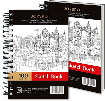 JOY SPOT! 5.5x8.5 Inch Sketch Book, 200 Sheets, Spiral Bound Artist Sketch Pad by JOYSPOT