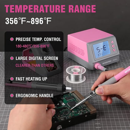 WORKPRO Soldering Station, 60W Soldering Iron Kit Digital Display, 5 Extra Iron - Image 2
