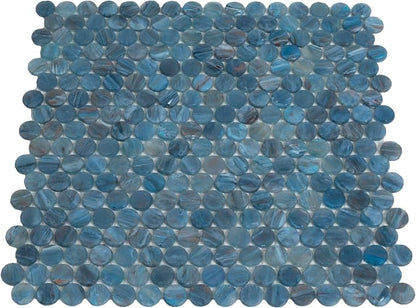 Denim Blue Penny Round Mosaic Glass Tile – Sample Swatch- 4"x5" - Image 9