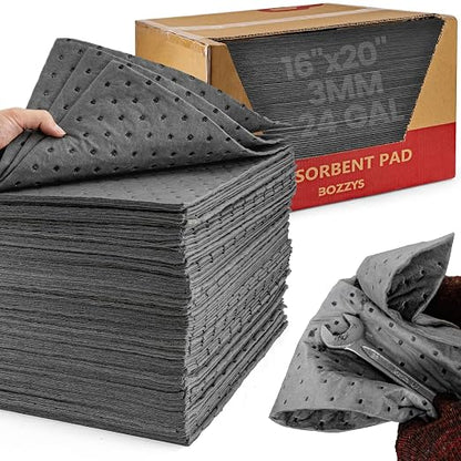 Universal Absorbent Pads | 16"x20" Water Absorbent Mat 100-Pack | Industrial by BOZZYS