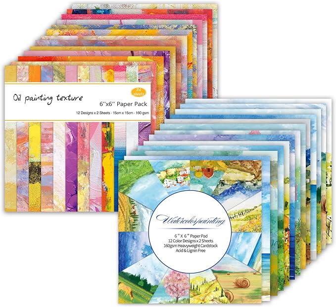 48 Sheets 24 Designs Scrapbook Paper Pad, Scrapbooking DIY Decorative by Bestartsuppliesforyou