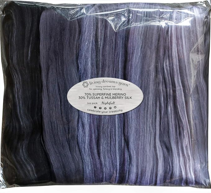 Merino Silk Luxe Tonal Designer Blend. Superfine Merino, Tussah Silk. Top Roving by LivingDreamsYarn