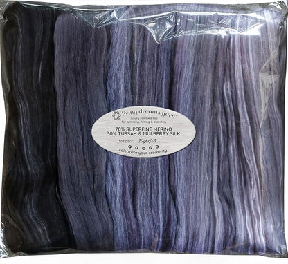 Merino Silk Luxe Tonal Designer Blend. Superfine Merino, Tussah Silk. Top Roving by LivingDreamsYarn