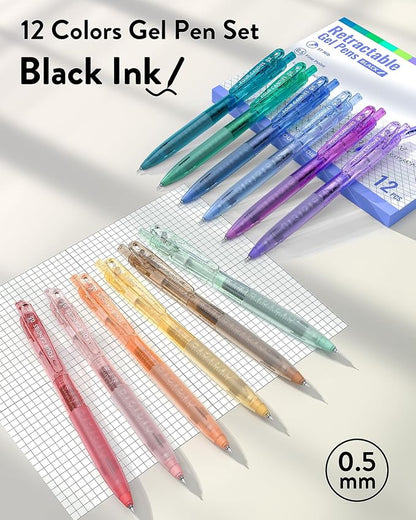 Four Candies 12Pack 0.5mm Black Ink Quick Dry Retractable Gel Pen Set, Cute - Image 2