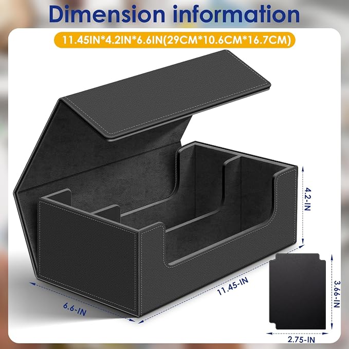 1200+ Card Deck Case for Trading Cards, Leather Commander Card Storage Box - Image 2
