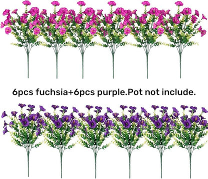 Artificial Flowers Fake Plants for Outdoors Decoration, 12 Bundles Silk Morning - Image 5