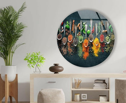 My Photostation.com 10'' Diameter Colorful Herbs Round Glass Wall Art Tempered - Image 3