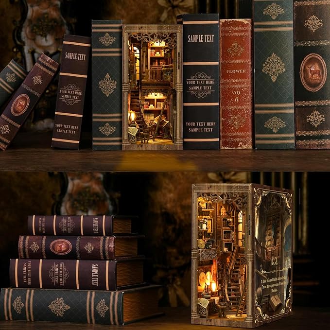 Book Nook Kits for Adult, DIY Miniature House Kit 3D Wooden Puzzles Miniature - Image 3
