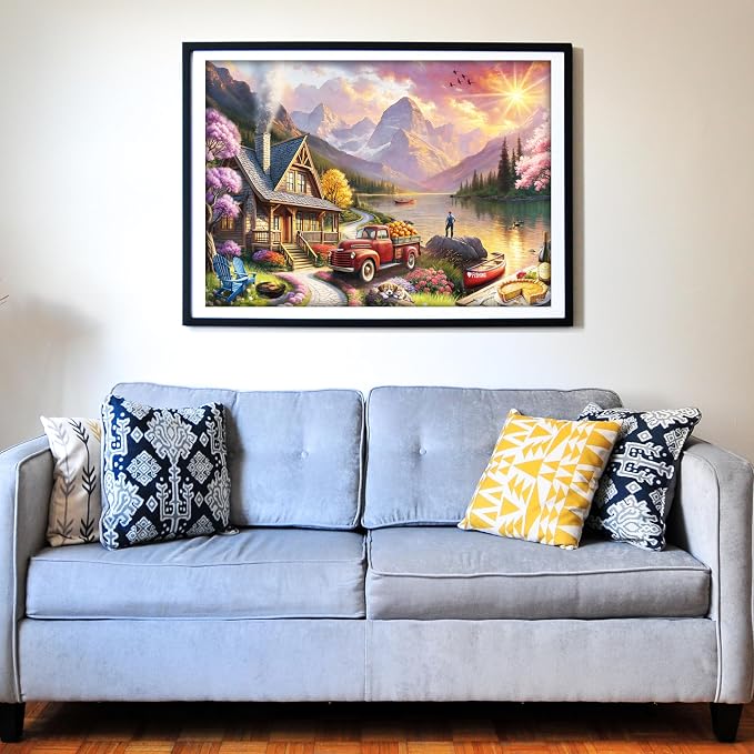 Think2Master Lakeside Mountain Retreat 500 Pieces Large Format Jigsaw Puzzle: - Image 4