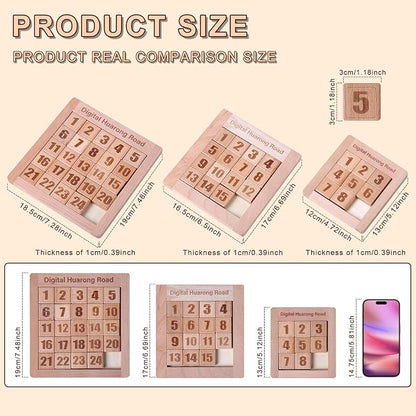 Wooden Number Sliding Puzzle，Brain Teasers Toy Tangram Slide Puzzle - Image 4