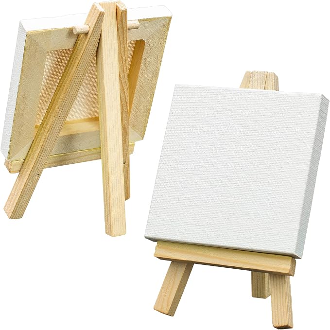 FIXSMITH 3x3 Inch Mini Stretched Canvas Easel Set- Bulk Pack of 12, Small - Image 5