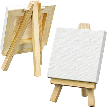 FIXSMITH 3x3 Inch Mini Stretched Canvas Easel Set- Bulk Pack of 12, Small - Image 5