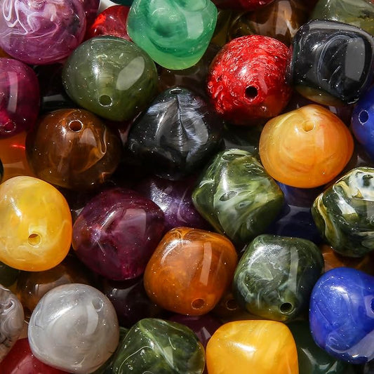 80pcs Acrylic Beads Large Imitation Marble Bead Vintage Colors Beads by CYEENUT