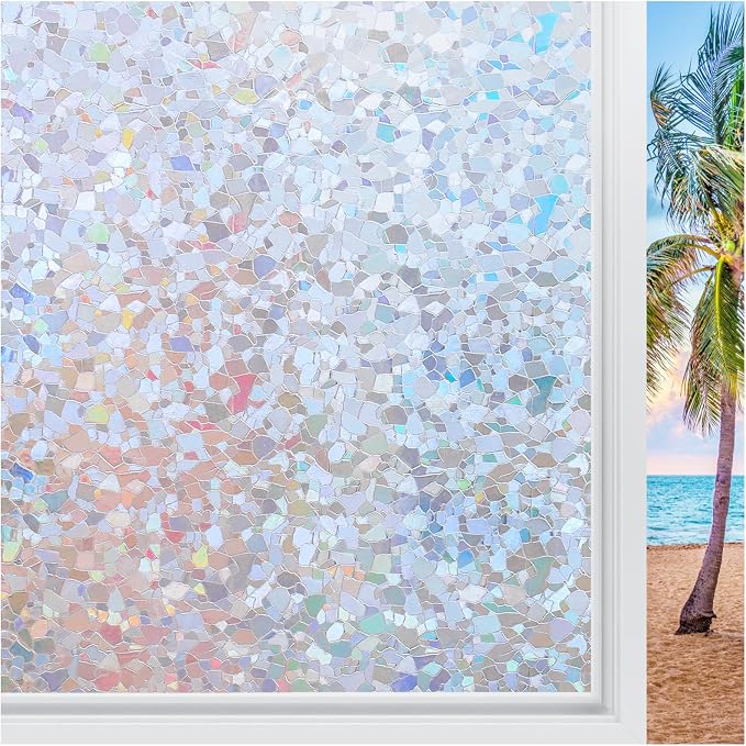 rabbitgoo Rainbow Window Privacy Film Decorative Stained Glass Diamond Pattern by rabbitgoo