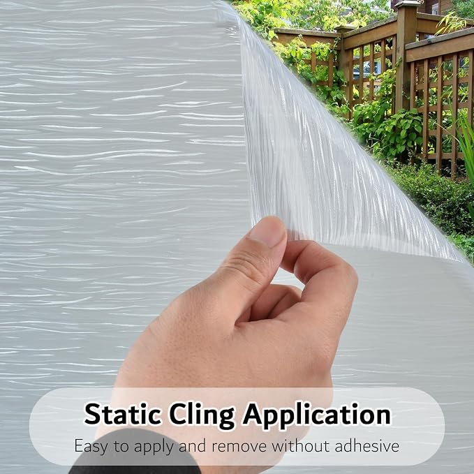 VELIMAX Frosted Window Privacy Film Non Adhesive Window Cling Removable Glass - Image 6