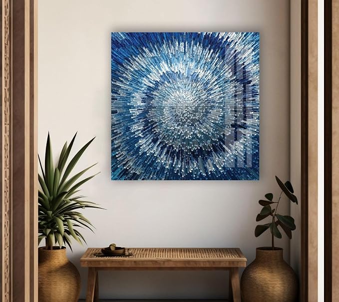 My Photostation.com 35.5Wx30H'' Abstract Blue Textured Glass Wall ArtTempered - Image 3