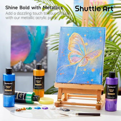 Shuttle Art 8 Colors Metallic Acrylic Paint, 250ml/8.45oz Bottles Acrylic Paint - Image 6