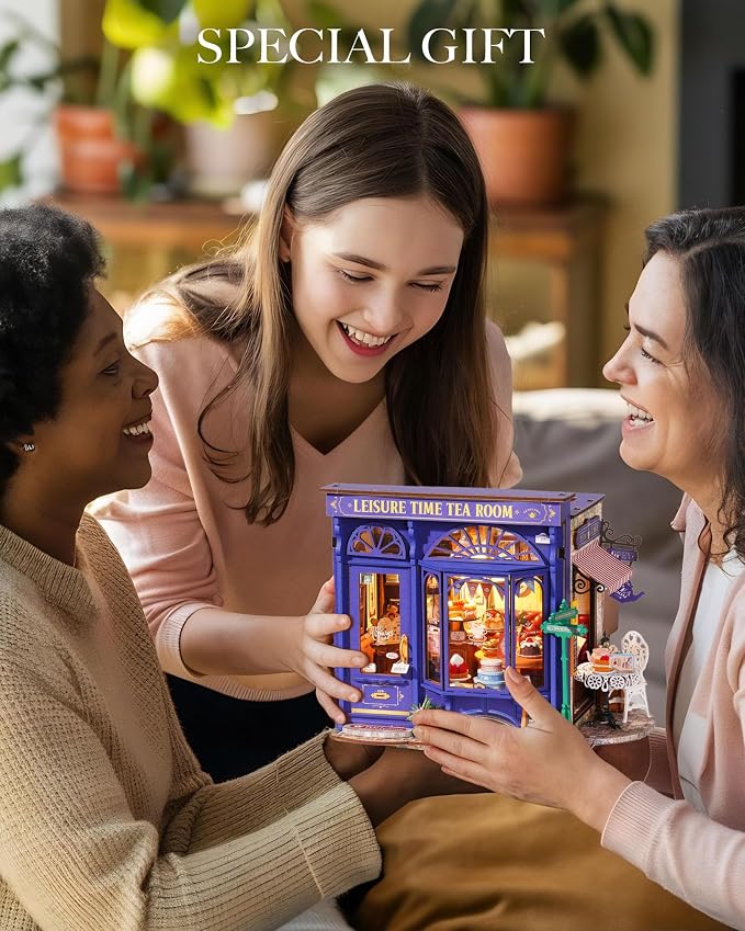 Rolife DIY Miniature House Kit Leisure Tea Time, 3D Book Nook Openable - Image 3