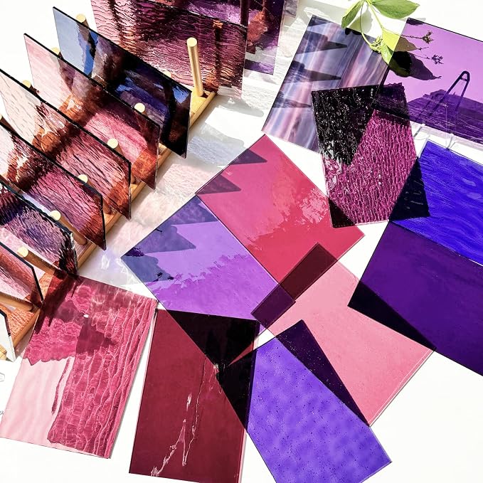 24 Sheets Shades of Purple Stained Glass Sheets, 6 X 4 inches Stained Glass - Image 2
