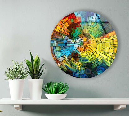 My Photostation.com 10'' Diameter Stained Yellow Round Glass Wall Art Tempered - Image 3