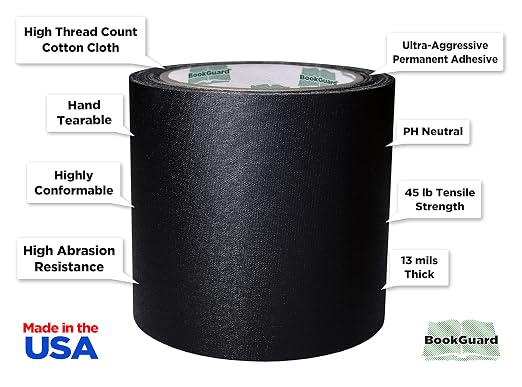 BookGuard 4 inch Premium Bookbinding Repair Cloth Tape, 15 Yard Roll - Image 2