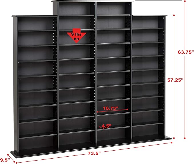 Prepac 4 Column Tall Cabinet Media Storage, 73.5" Wide - Image 3