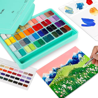 HIMI Gouache Paint Set, 48 Colors x 0.4oz, Twin Cup Jelly Design, bouns 3 - Image 6