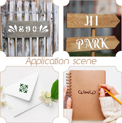 9PCS Metal Stencils Wood Burning Stencil Journal Border Stencils Letter Stencil - Image 7