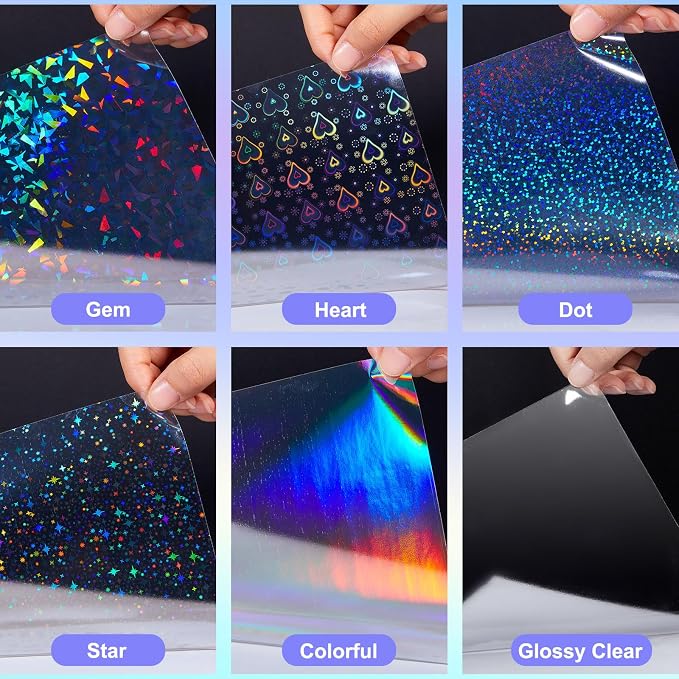 Clabby 36 Sheets Holographic Sticker Paper A4 Vinyl Sticker Paper Self Adhesive - Image 3